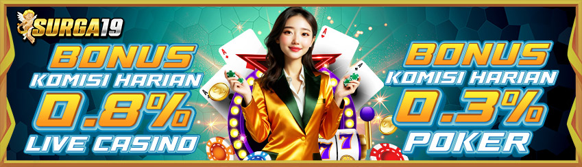 KOMISI HARIAN CASINO 0.8% & POKER 0.3%